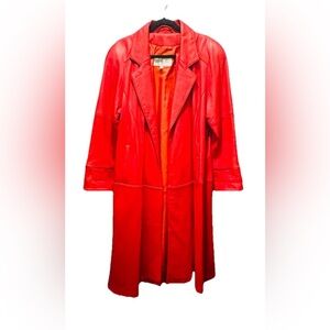 Jonathan Paris Vintage Women’s Red Leather Trench Coat Size XS